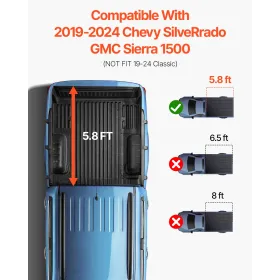 Tri-Fold Tonneau Truck Bed Cover til 19-24 Chevy Silverado GMC Sierra 1500