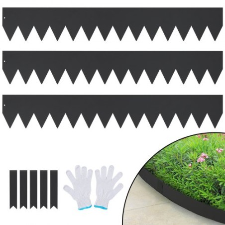 Steel Landscape Edging, 3-pack Steel Garden Edging Borders, 40" L x 6" H Strips, Hammer-in Edging Border with 5 Clips, Bendable