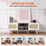 Rattan TV Stand for 65 inch TV, Boho TV Stand with Rattan Door, Entertainment Center with Build-in Socket and USB Ports, Modern 
