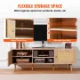 Rattan TV Stand for 65" (165.1 cm) TV Boho TV Stand with Build-in Socket Oak