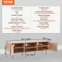 Rattan TV Stand for 65 "TV Boho TV Stand med indbygget sokkel