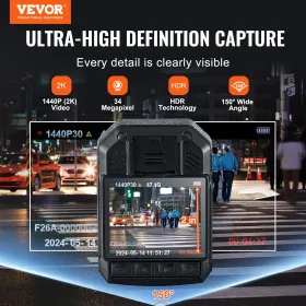 1440P Police Body Camera 64G Body Cam with 2850 mAh Battery Night Vision