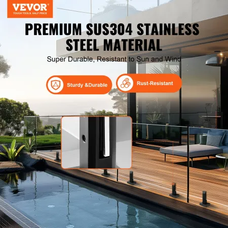 Glass Clamp, 10 PCS Square Glass Railing Bracket for 0.31 "-0.47 " Tempered Glass, 304 Stainless Steel Glass Mounting Clamp, 0.1