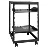 15U Open Frame Server Rack, 15''-40'' Adjustable Depth, Free Standing or Wall Mount Network Server Rack, 4 Post AV Rack with