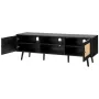 Rattan TV Stand for 65 inch TV, Boho TV Stand with Rattan Door, Entertainment Center with Build-in Socket and USB Ports, Modern 