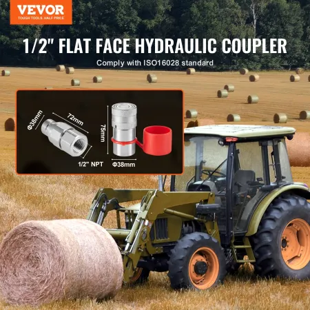 1/2 "Flat ansigt Hydrauliske koblinger 3/4 SAE Skid Steer
