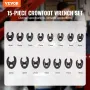 Crowfoot Wrench Set, 1/2" and 3/8" Drive 15-Piece Crows Foot Wrench Set with PP Storage Case, Metric 8-24 mm, CRMO Steel and Man