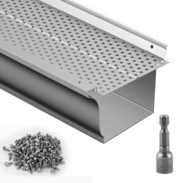 Gutter Guard, 5 tommer bredde, aluminiumsbladfilter DIY Gutter -dækning, 13 pcs 52 ft Total længde, 0,157 '' Huldiameter & 0,02