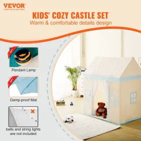 Kids Play Tent Kids Tent for 1-5 Years Old Toddler Tent with Mat and Lamp