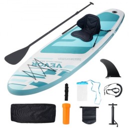 Inflatable Stand Up Paddle Board, 10' x 33" x 6" Wide SUP Paddleboard with Removable Kayak Seat, Board Accessories, Pump,