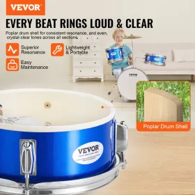 Kids Drum Set 3-Piece 14 in Beginner Drum Set for Child with Throne Blue