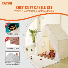 Kids Play Tent Kids Tent for 1-5 Years Old Yurt Toddler Tent with Mat Lamp