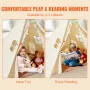 Kids Play Tent, Teepee Tent for Kids 1-5 Years Old, Toddler Tent with Mat and Plush Decorative Balls, Tent for Kids with Windows