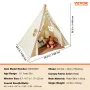 Kids Play Tent, Teepee Tent for Kids 1-5 Years Old, Toddler Tent with Mat and Plush Decorative Balls, Tent for Kids with Windows