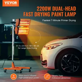 2200W High Power Infrared Paint Curing Lamp til auto -tørring