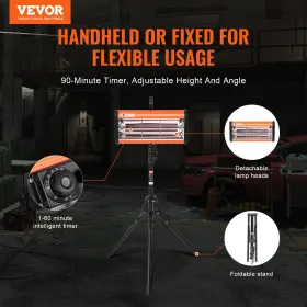 Håndholdt/stand Infrarød maling Hærdningslampe 2000W til automatisk tørringsopvarmning
