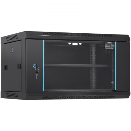6U Wall Mount Network Server Cabinet, 15.5'' Deep, Server Rack Cabinet Enclosure, 200 lbs Max. Ground-mounted Load Capacity,
