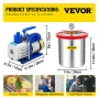 Vacuum Chamber with Pump Vacuum Chamber Kit 5 Gal/18.9 L 5CFM 1/3HP Single Stage
