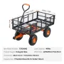 Dump Cart, Metal Garden Dump Cart with Easy to Assemble Frame, Dump Wagon with 2-in-1 Convertible Handle, Utility Wheelbarrow 40