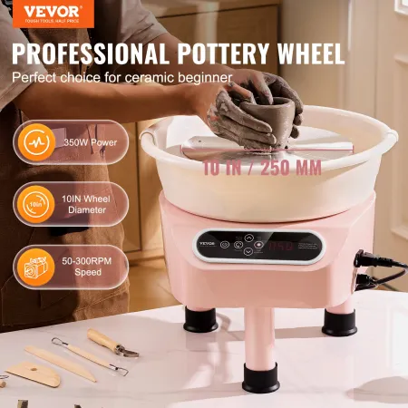 Pottery Wheel, 10 inch Pottery Forming Machine, 350W Electric Wheel for Pottery with Foot Pedal and LCD Touch Screen, Direct Dri