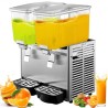 Commercial Cold Beverage Dispenser Stainless Steel Fruit Juice Beverage Dispensers 2 Tanks 6.4 Gallon Ice Tea Drink Dispenser