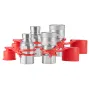 1/2" Flat Face Hydraulic Couplers, 1/2" NPT Skid Steer Hydraulic Quick Connect Couplers with 4 Dust Caps (ISO16028)
