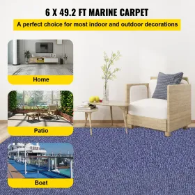 Tæppebådtæpper Blå 5,9x49.2 'Marine Boat Carpet til veranda