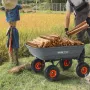 Dump Cart, Poly Garden Dump Cart with Easy to Assemble Steel Frame, Dump Wagon with 2-in-1 Convertible Handle, Utility Wheelbarr