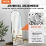 Arched Full Length Mirror, 65" x 22", Large Free Standing Leaning Hanging Wall Mounted Floor Mirror with Stand Aluminum Alloy Fr
