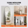 Arched Full Length Mirror, 65" x 22", Large Free Standing Leaning Hanging Wall Mounted Floor Mirror with Stand Aluminum Alloy Fr