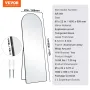 Arched Full Length Mirror, 65" x 22", Large Free Standing Leaning Hanging Wall Mounted Floor Mirror with Stand Aluminum Alloy Fr