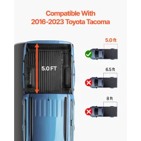 Tri-Fold Tonneau Cover Truck Bed Cover til Toyota Tacoma Light 2016-2023