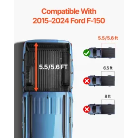 Tri-Fold Tonneau Cover Truck Bed Cover for 2015-2024 Ford F-150 LED Light