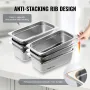6 Pack 1/3 Size Hotel Pans Steam Table Pan Rustfrit stål 4 "dyb