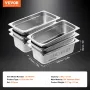 6 Pack Hotel Pans, 1/3 Size Anti-Jam Steam Pan, 0.8mm Thick Stainless Steel Restaurant Steam Table Pan, 4-Inch Deep Commercial T