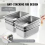 6 Pack Hotel Pans, Full Size Anti-Jam Steam Pan, 0.8mm Thick Stainless Steel Restaurant Steam Table Pan, 6-Inch Deep Commercial 