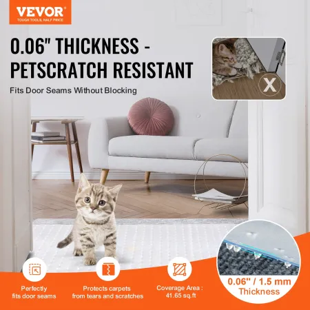 Carpet Protector for Pets, 15" x 4' PVC Scratch-Proof Cat Carpet Protector for Doorway, Anti-Slip Cat Scratch Protector Mat, Eas