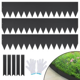 Steel Landscape Edging, 3-pack Steel Garden Edging Borders, 40" L x 8" H Strips, Hammer-in Edging Border with 5 Clips, Bendable