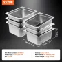 6 Pack 1/2 Size Hotel Pans Steam Table Pan Rustfrit stål 6 "Dybt