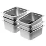 6 Pack Hotel Pans, 1/2 Size Anti-Jam Steam Pan, 0.8mm Thick Stainless Steel Restaurant Steam Table Pan, 6-Inch Deep Commercial T