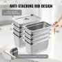 8 Pack Hotel Pans, 1/3 Size Anti-Jam Steam Pan with Lid, 0.8mm Thick Stainless Steel Steam Table Pan, 6-Inch Deep Commercial Tab