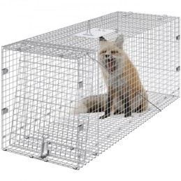 Live Animal Cage Trap 42" x 16" x 18" Humane Cat Trap Cats Squirrels Mouse