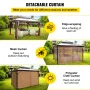 Patio Gazebo 10x12ft Hardtop Gazebo Gazebo with Mosquito Netting Outdoor Gazebo Patio Tent Garden Winds Replacement Canopy Doubl