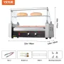Electric 12 Hot Dog 5 Roller Grill Cooker Machine Backsplash & Shelf 1000W