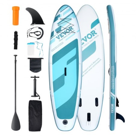 Oppustelig stand up paddle board, 10 'x 33 "x 6" bredt sup paddleboard, med brættilbehør, pumpe, padle, fin, telefonpose,