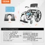 Shower Wheelchair 17.5in/44.5 cm Al Alloy Commode Bathroom Wheelchair for Disabled