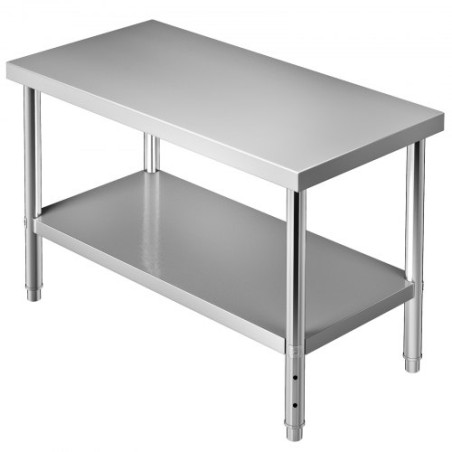 Stainless Steel Prep Table, 48 x 24 x 34 Inch, 550lbs Load Capacity Heavy Duty Metal Worktable with Adjustable Undershelf,