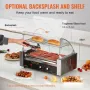 Elektrisk 18 hotdog 7 rulle grill komfurmaskine backsplash &