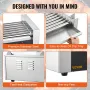Elektrisk 18 hotdog 7 rulle grill komfurmaskine backsplash &