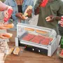 Electric 18 Hot Dog 7 Roller Grill Cooker Machine Backsplash & Shelf 1.4KW